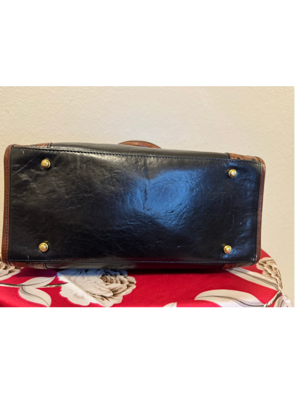 Brahmin Tuscan Collection Black Brown Croc leather satchel bag - Picture 6 of 13